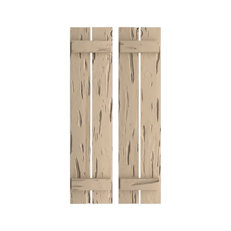 Rustic Two Board Spaced Board-n-Batten Pecky Cypress Faux Wood Shutters, 11 1/2W X 26H